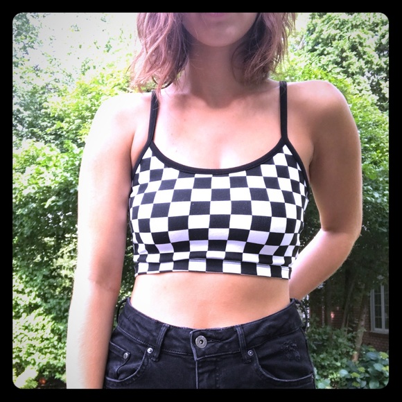checkered crop top forever 21